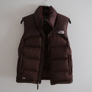 North Face Womens Brown Retro 96 Vintage Nuptse Puffer Vest Puff Jacket